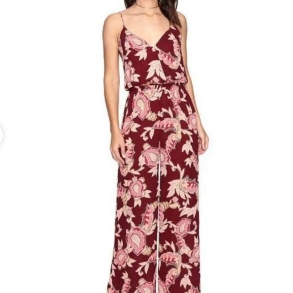 Show Me Your MuMu Sz Medium The Jagger Silky Silver Floral Jumpsuit